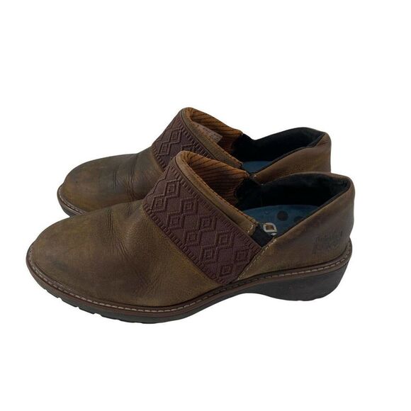 Timberland Pro Alloy Toe Anti Fatigue Shoes Brown Leather Womens Size 8 ESD Mule - Picture 2 of 12